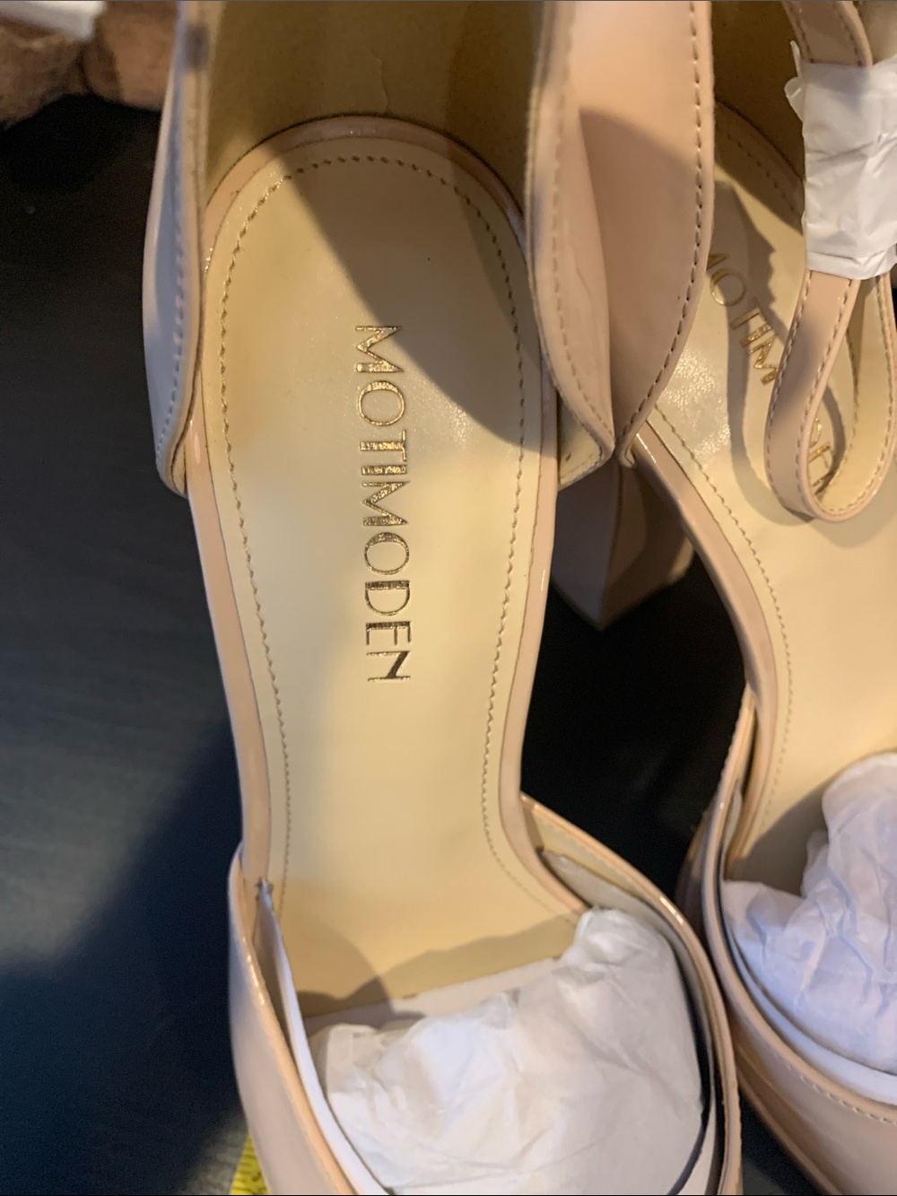 Ankle-Strap Block Heels in Nude - Picture 3 of 8